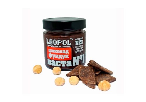 фото 1 - Паста 1 Leopol "Фундук-Черный шоколад" без сахара, 200г