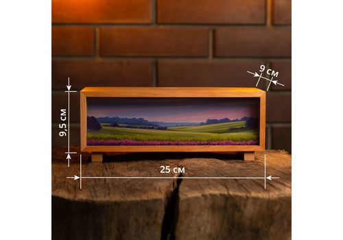 фото 2 - Ночник-панорама Лавандовое поле, лакированое дерево (LED, Акумулятор, USB Type-C)