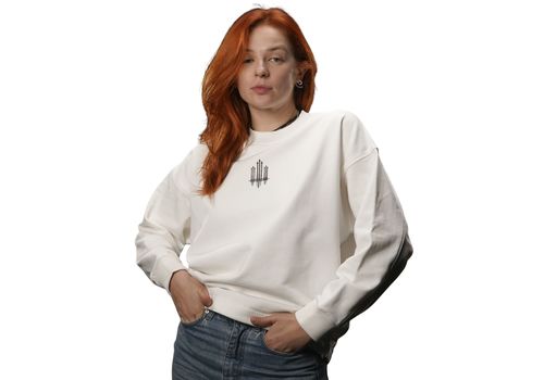 фото 1 - Свитшот Тризуб F16 с надписью Ukraine сзади, Молочный