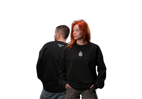 фото 2 - Свитшот Тризуб F16 с написью Ukraine сзади, Черный