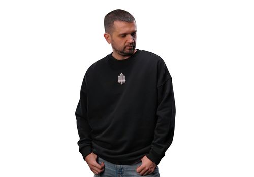 фото 4 - Свитшот Тризуб F16 с написью Ukraine сзади, Черный