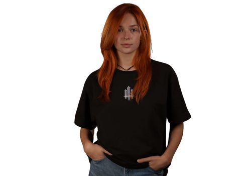 фото 2 - Oversize футболка Тризуб F16 с надписью Ukraine сзади, Черная