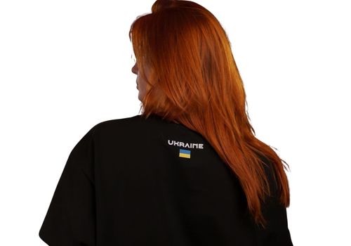 фото 4 - Oversize футболка Тризуб F16 с надписью Ukraine сзади, Черная
