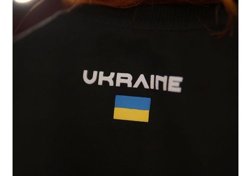 фото 5 - Oversize футболка Тризуб F16 с надписью Ukraine сзади, Черная