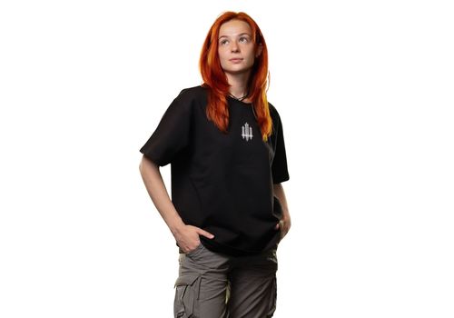 фото 8 - Oversize футболка Тризуб F16 с надписью Ukraine сзади, Черная