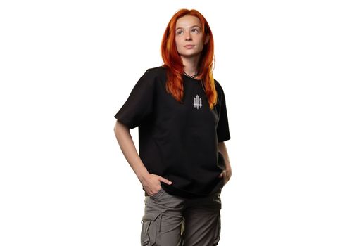 фото 10 - Oversize футболка Тризуб F16 с надписью Ukraine сзади, Черная