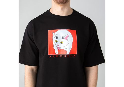 зображення 2 - Футболка оверсайз с принтом кота Asmodeus (чорна) Kitek Wear