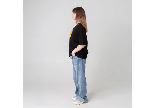 зображення 4 - Футболка оверсайз з принтом кота This is Fine (чорна) Kitek Wear