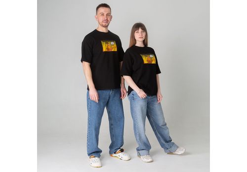 зображення 6 - Футболка оверсайз з принтом кота This is Fine (чорна) Kitek Wear