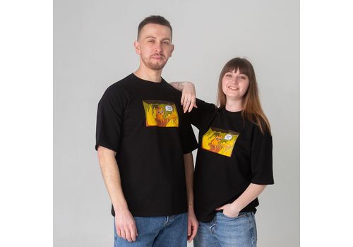 зображення 7 - Футболка оверсайз з принтом кота This is Fine (чорна) Kitek Wear