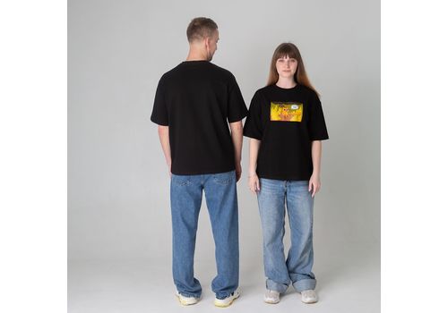 зображення 8 - Футболка оверсайз з принтом кота This is Fine (чорна) Kitek Wear