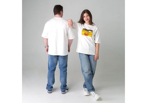 зображення 7 - Футболка оверсайз з принтом кота This is Fine (молочна) Kitek Wear