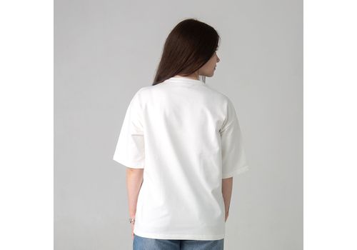 фото 7 - Футболка оверсайз с принтом кота TOR (молочна) Kitek Wear