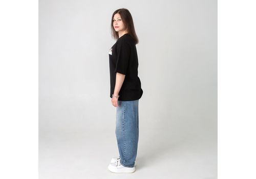 зображення 4 - Футболка оверсайз з принтом кота Crying Cat (чорна) Kitek Wear