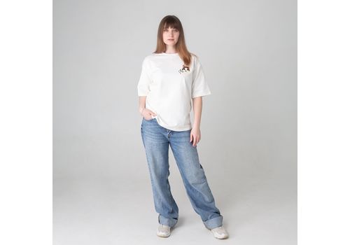 зображення 2 - Футболка оверсайз з принтом кота Crying Cat (молочна) Kitek Wear