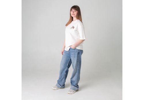 зображення 3 - Футболка оверсайз з принтом кота Crying Cat (молочна) Kitek Wear