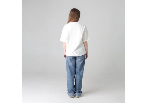 фото 4 - Футболка оверсайз с принтом кота Thurston (молочна) Kitek Wear