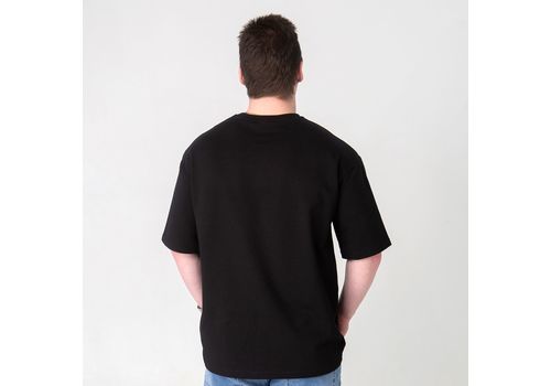 фото 4 - Футболка оверсайз с принтом кота Doberman (чорна) Kitek Wear