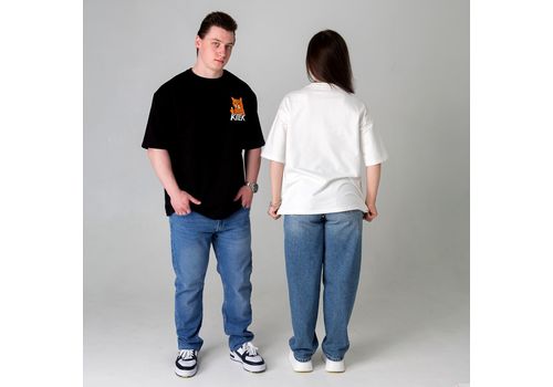 фото 6 - Футболка оверсайз с принтом кота Doberman (чорна) Kitek Wear