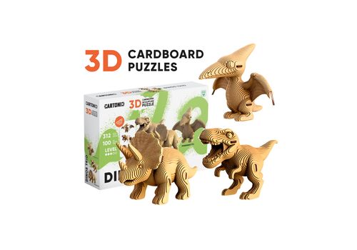 фото 2 - Картонный конструкторсCartonic 3D Puzzle DINOS TRIO