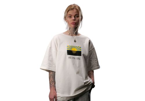 фото 2 - Oversize футболка Сонце Донбасу, Молочный