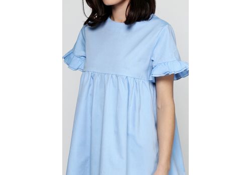 фото 3 - Сукня з рюшем на рукавах блакитна