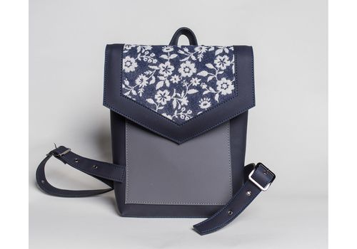 зображення 2 - Рюкзак ORNAMENT з екошкіри та квітковим принтом  "Geometic blue daisies"  32x24х8
