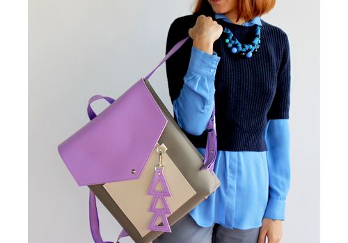 фото 5 - Рюкзак с экокожи   "BEIGE + violet PASSION"   35x28х10