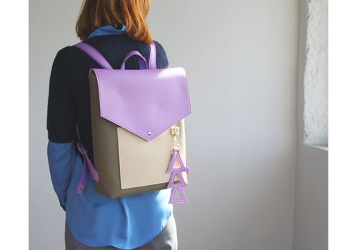 зображення 8 - Рюкзак з екошкіри "BEIGE + violet PASSION"   35x28х10