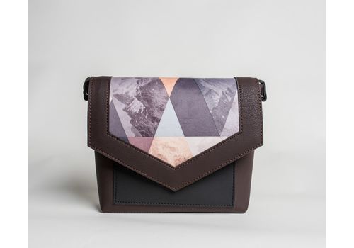 зображення 1 - Жіноча сумка з екошкіри "Geomentic brown" з геометричним принтом, ручної роботи