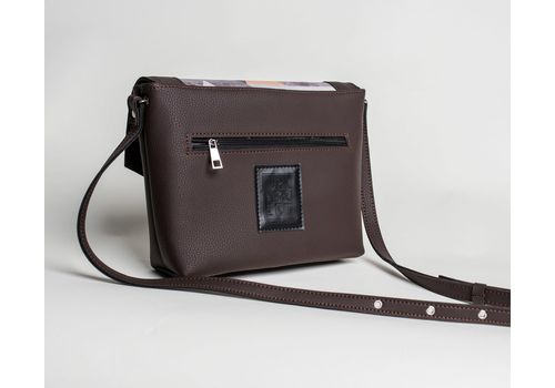 зображення 5 - Жіноча сумка з екошкіри "Geomentic brown" з геометричним принтом, ручної роботи