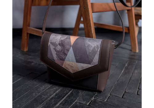 зображення 8 - Жіноча сумка з екошкіри "Geomentic brown" з геометричним принтом, ручної роботи