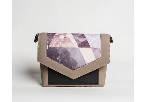 зображення 1 - Жіноча сумка з екошкіри "Geomentic beige" з геометричним принтом, ручної роботи