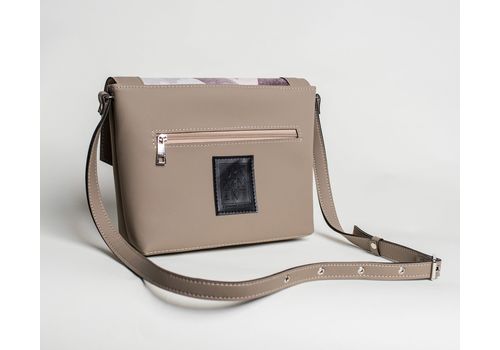 зображення 6 - Жіноча сумка з екошкіри "Geomentic beige" з геометричним принтом, ручної роботи